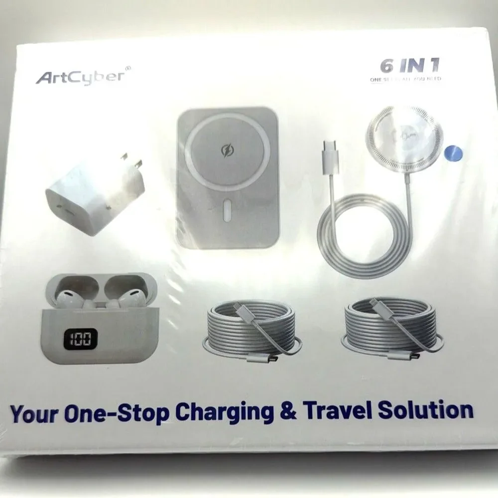 NEW SEALED ArtCyber 6-in-1 Charging Kit: Fast Charge, Magnetic Power Bank